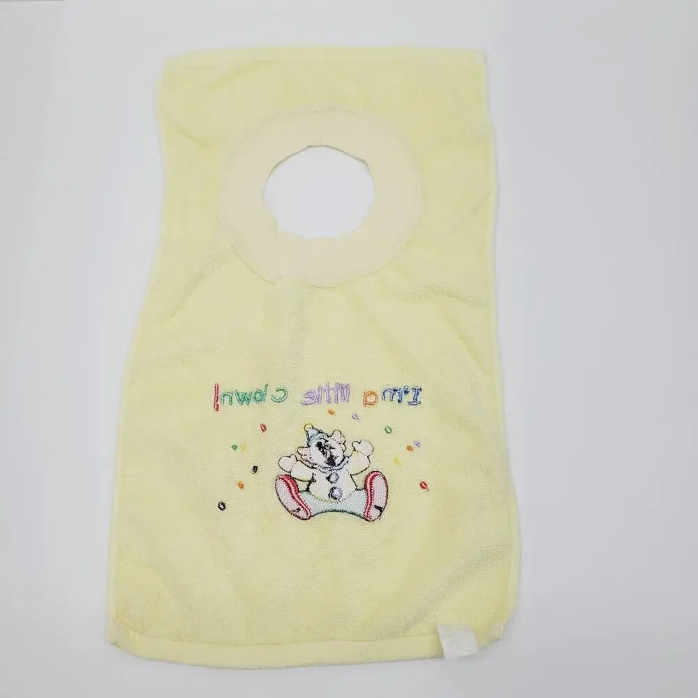 Vtg Luv N' Care Terrycloth Towel Clown Embroidered Baby Bib Unisex Fun Colorful